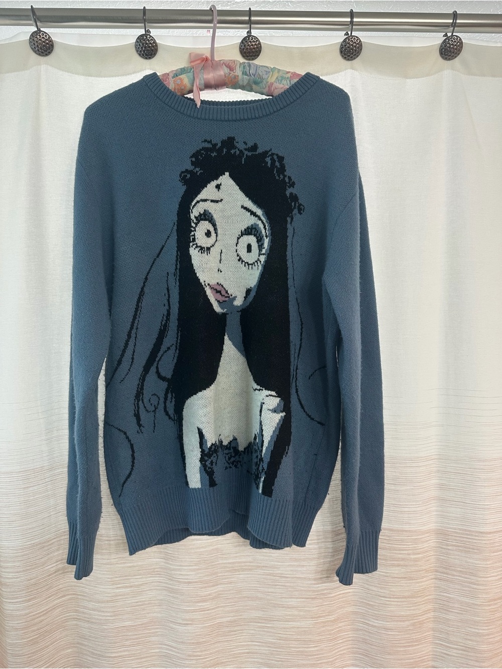 Corpse Bride Oversized Blue Graphic Sweater Size S/M